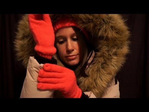 ASMR Winter Jacket, Gloves, Hats, and Scarf [Fabric Sounds]