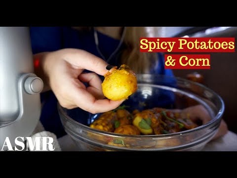 ASMR Spicy Potatoes & Corn MUKBANG*Messy* | Eating Sounds | Whispered