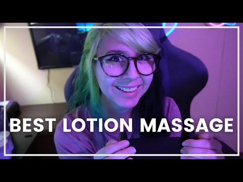 ASMR // Lotion Massage + air blowing, ear cupping, exfoliation gloves