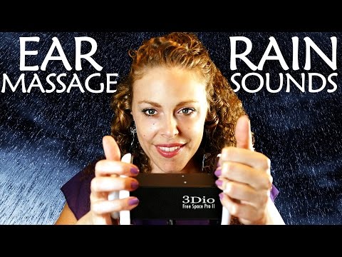 Rain Storm ASMR Ear Massage and Ear Cupping No Talking Binaural 3Dio Rain Sounds