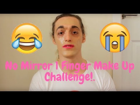 No Mirror 1 Finger Make Up Challenge!