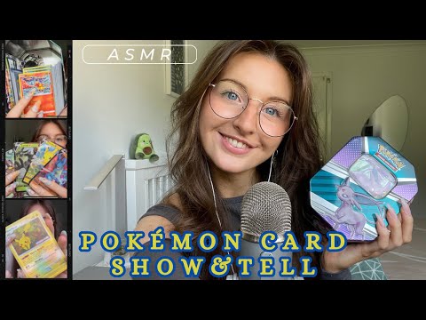 ASMR Pokémon Card Show and Tell🐉 (close whispers, tapping, scratching, rambles, cat purring)