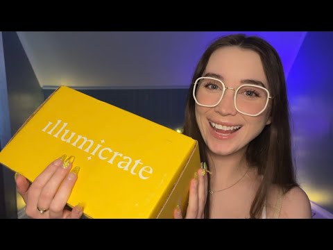 ASMR Unboxing My February 2024 Illumicrate Book Subscription Box 📦✨ (whispered tapping, scratching)