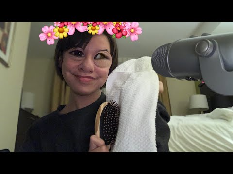 ASMR brushing a white towel:) (VERY TINGLY)