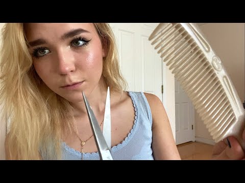 ASMR Chopping All of Your Hair Off (Haircut Roleplay) *scissors, brushing, personal attention*