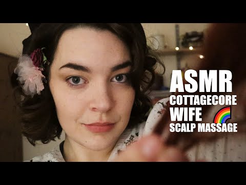 ASMR Your #Cottagecore Wife Plays with Your Hair! 🍄 🌈Scalp Massage and Hair Brushing [WLW/ Binaural]