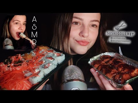 ASMR • comendo sushi + sons relaxantes 😋