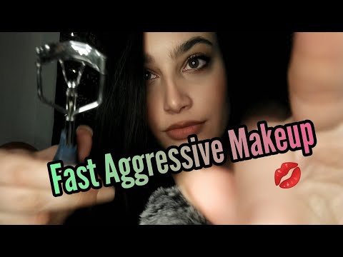 ASMR Fast & Aggressive Makeup Application with Mouth Sounds, No Talking 🤐