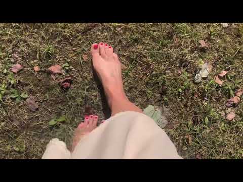 ASMR bare feet walking in nature relaxing sounds