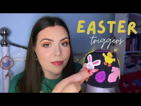 ASMR | Easter Triggers 🐣🌼 (Sticker peeling, glasses tapping, rummaging sounds)🐰