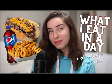 ASMR | What I Eat In A Day (Hangover Edition) + Whispered Ramble W/ Gum Chewing