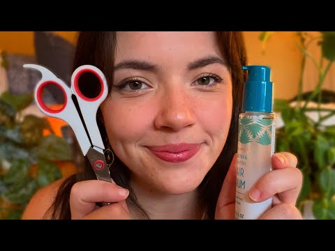 ASMR ✂️✨Haircut, Scalp Massage, Styling Pampering Roleplay (layered sounds)