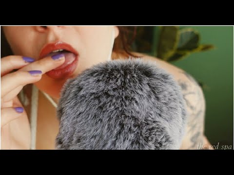 ASMR close up spit painting and different triggers (mouth sounds, lipgloss,)