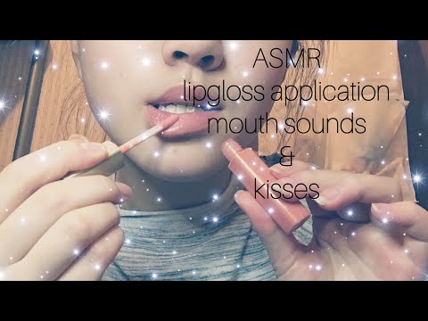[ASMR] lipgloss application | pumping | mouth sounds | kisses