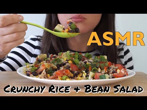 ASMR Eating Sounds | Super Crunchy Rice & Bean Salad | Soft Whispers