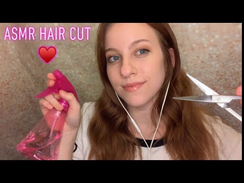 ASMR | Hair Cut Roleplay ♥️ | Hair brushing, shampoo, cutting, spray bottle