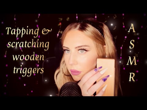 ASMR 🧡 Wooden triggers (tapping & scratching) with some dry mouth sounds 😌 #asmr #asmrtingles