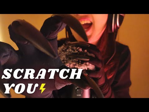 ASMR - FAST SCRATCHING YOU TO SLEEP (SCRATCHING FLUFFY COVER, Saying Scratch, Close Up SOFT SPOKEN)