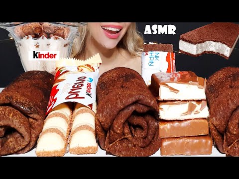 ASMR KINDER & EDIBLE TOWEL CREPE CAKE Eating Sounds CHOCOLATE PARTY 먹방