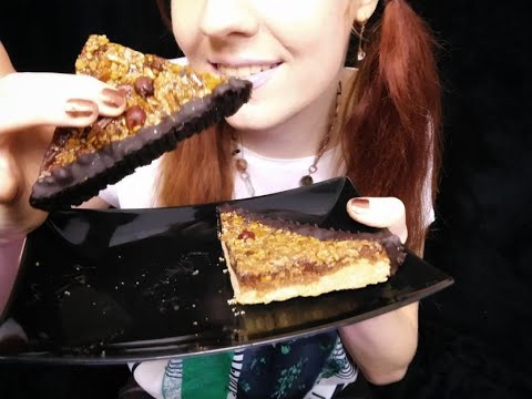 ASMR | German Nut Corners | Nut Wedges With Chocolate | Nussecken (No Talking) | Eating Sounds