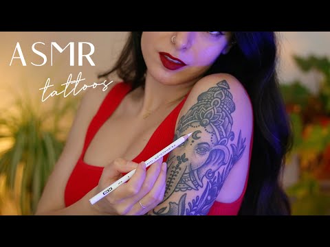 ASMR Tattoo Tracing & The Meanings Behind My Tattoos (Whispered)