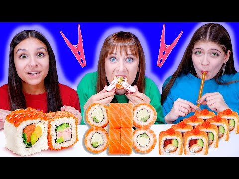 ASMR Most Popular Food Challenge (Sushi Party, Sweet Pepper Race) | Eating Sounds LiLiBu