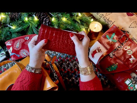 Purse Rummage! (No talking version) Switching from fall to Christmas purse! New cosmetic bag! ASMR