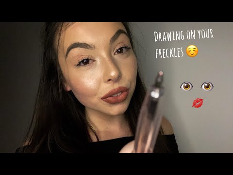ASMR DRAWING ON YOUR FRECKLES | CLOSE PERSONAL ATTENTION & INAUDIBLE WHISPERING