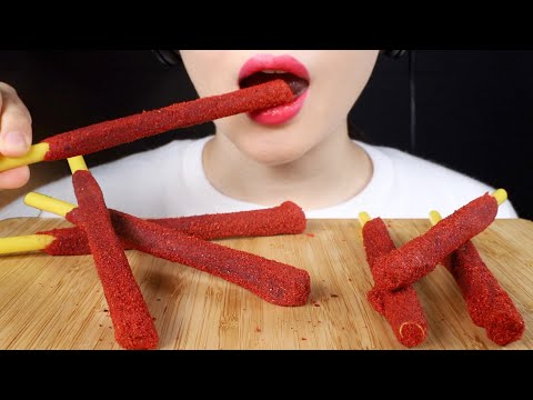 ASMR Mexican Tamarind Candy Straw Sticks Eating Sounds Mukbang