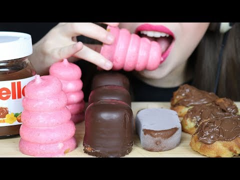 MOST POPULAR FOOD FOR ASMR here | NUTELLA PROFITEROLES, Haagen Dazs Ice Cream Bars (Eating Sounds)