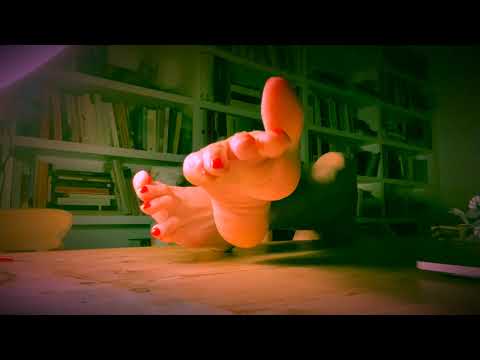 ASMR late night lazy feet on the table, with sloppy socks and scary hair