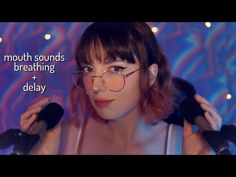 ASMR mouth sounds, breathing, whispers & scratching with delay