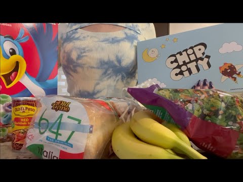 ASMR Gum Chewing HUGE GROCERY HAUL | Lidl, BJ's & Chip City | Whispered