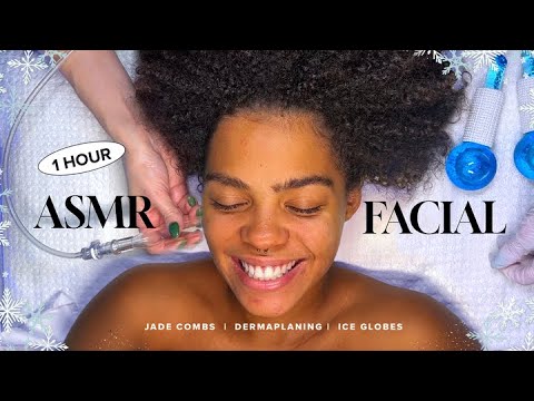 1 Hour Steamy ASMR Facial 🧖‍♀️| Scalp Massage, Jade Combs, Dermaplaning & Ice Globes