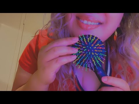 ASMR| Brushing your hair- whispering, up close