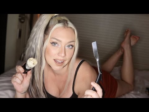 ASMR Girlfriend Roleplay (Realistic Mens Shave, Layered Sounds, Kisses)