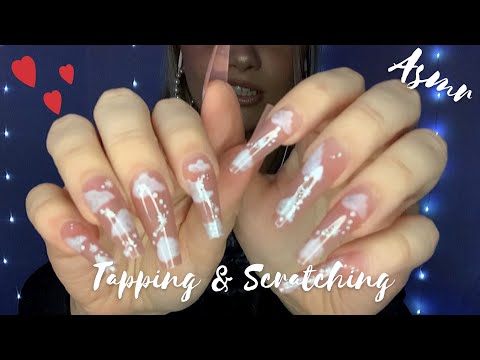 ASMR | Tapping & Scratching (Valentines Day Edition ❤️) long nails and whispers