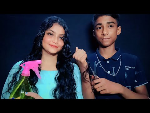 ASMR | My Brother Doing My Haircut & Hair Brushing And Scalped Massage Hairplay With My Hair | 😪