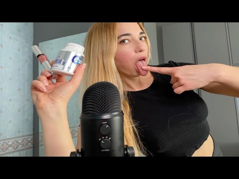ASMR Mouth Sounds (Soft Spoken, somewhat random and aggressive chewing, licking, spit painting)
