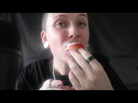 ASMR Eating Chocolate Covered Strawberries & Squirty Cream