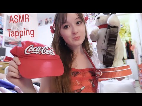 ASMR tapping on red items (Coca-Cola)❤️💋🌹