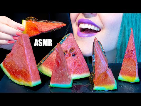 ASMR: CANDIED WATERMELON FRUIT TANGHULU | Crunchy Watermelon 수박 🍉 ~ Relaxing Eating [No Talking|V] 😻