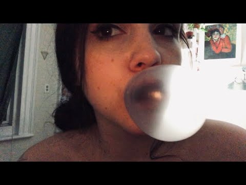 SLOW INTENSE CHEWING AND MOUTH SOUNDS ASMR - slow bubble popping