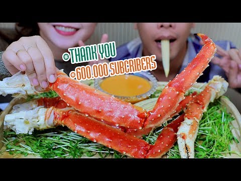 ASMR eating Kingcrab legs with my hubby to celebrate 600k subs *THANK YOU,EATING SOUNDS | LINH-ASMR