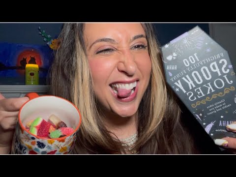 My heart is still pounding ❤️ 🧛‍♀️ ASMR Spooky Jokes + Eating Gummy Candy + Candle Triggers