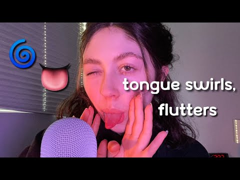 ASMR | TONGUE ACTION: tongue FLUTTERS, clicking, and SWIRLS with WET mouth sounds (hand movements)