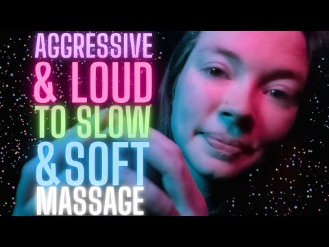 ASMR Loud and Aggressive to Soft and Slow - Tingly Brain and Skull Massage at 100% Intensity