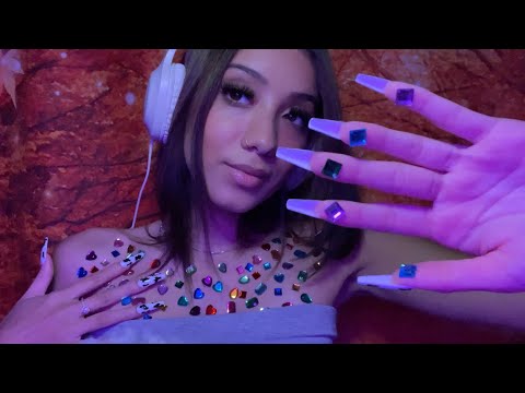 ASMR| ✨Jewel tapping + scratching✨ (Whispers, nail tapping, hand movements..)