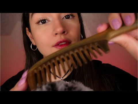 ASMR Helping You Unwind w/ Comb Triggers (Wood Tapping, Face Combing, Brushing, Whispering)