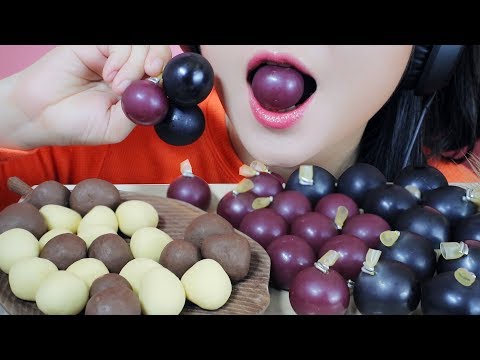 ASMR FAILED STRAWBERRY COATED CHOCOLATE AND JAPANESE GRAPE JELLY , EATING SOUNDS | LINH-ASMR